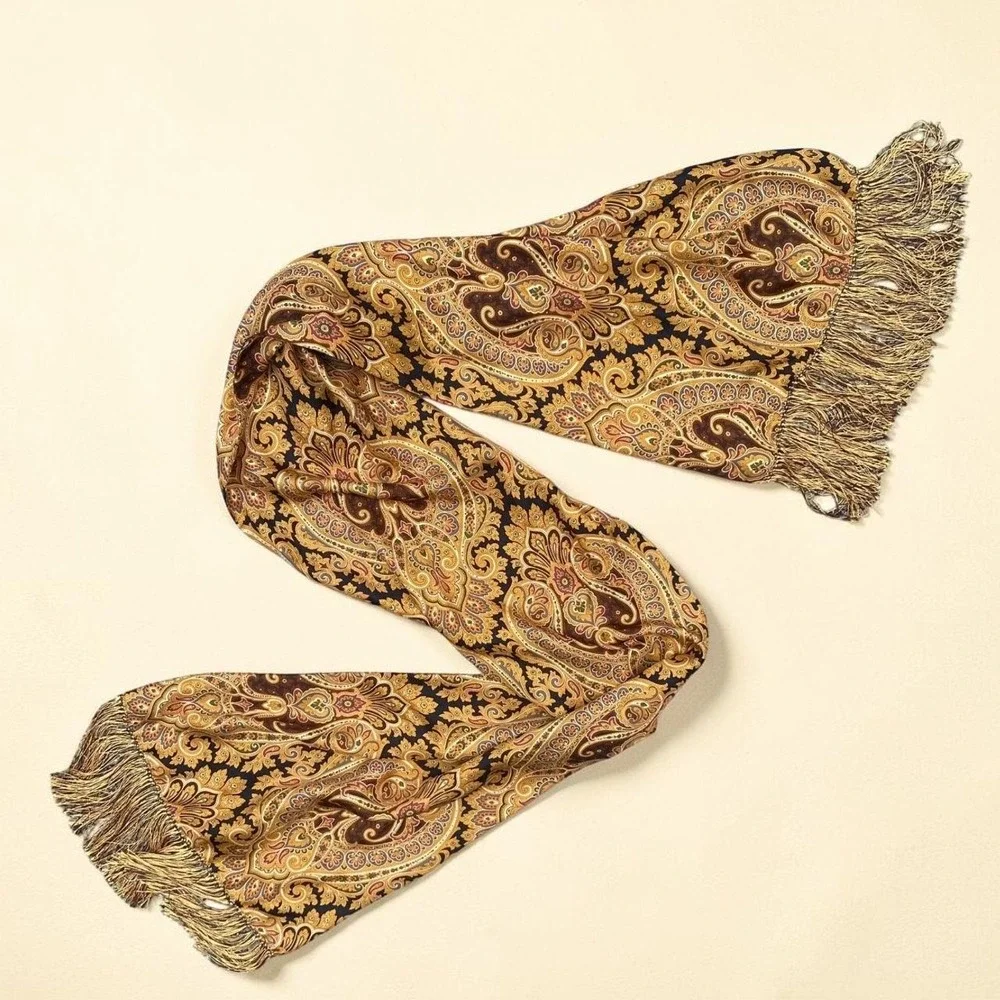 100% Silk Paisley Fringe Scarf Chelsey by Joseph Autumn Scarf